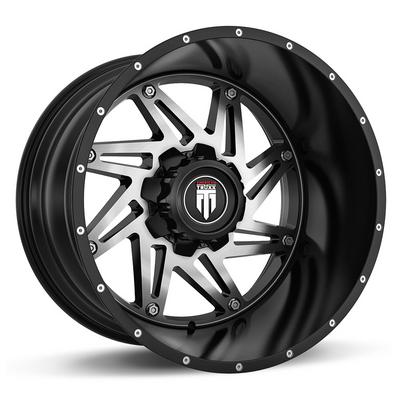 American Truxx AT165 Warrior Wheel, 20x10 with 5 on 5/5.5 Bolt Pattern - Black / Machined - 165-2152BM-24